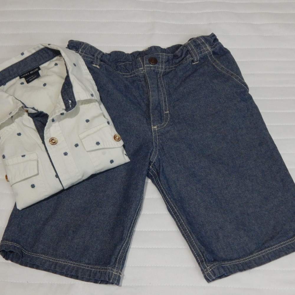 Lucky Brand outfit boy button shirt & shorts sz 7